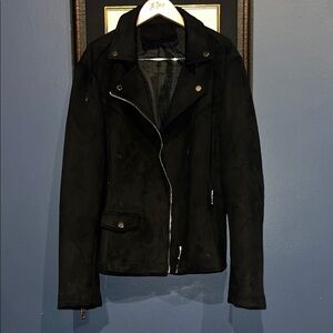 NWOT - Bellivera Chic Biker Black Faux Suede Jacket, Women’s Large
